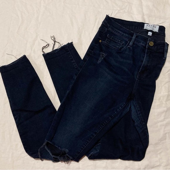 Frame Denim Le Skinny de Jeanne Black Jeans - Some Wear - Picture 1 of 16